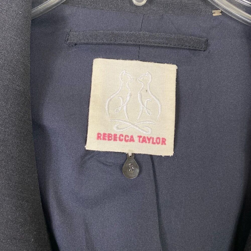 Rebecca Taylor Charcoal Grey Bow Accent Single Breasted Blazer Jacket Size 6 - Picture 4 of 6